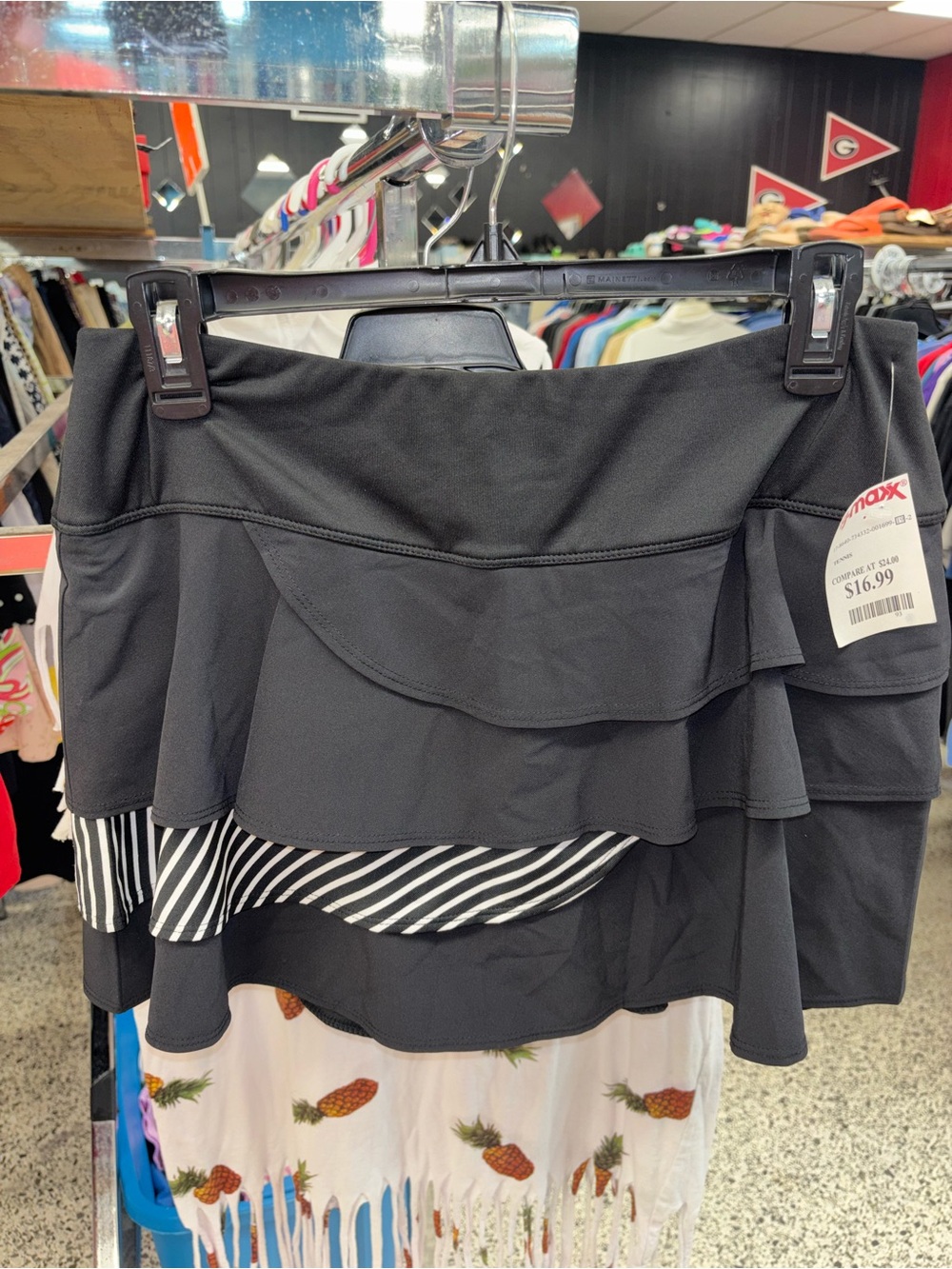 bolle Black Layered Ruffle Skort with Striped Liner